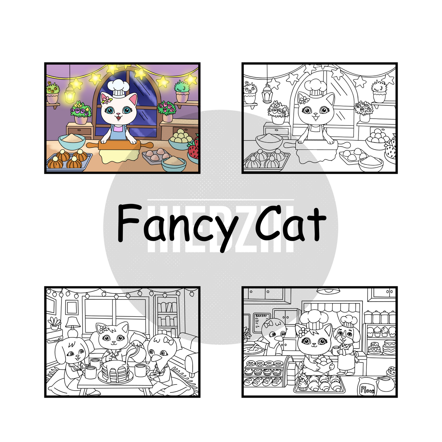 Fancy Cat: Coloring Pages