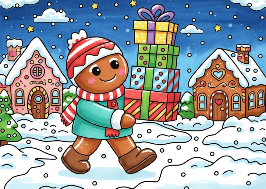 Gingerbread Man Presents- 5 Postcard