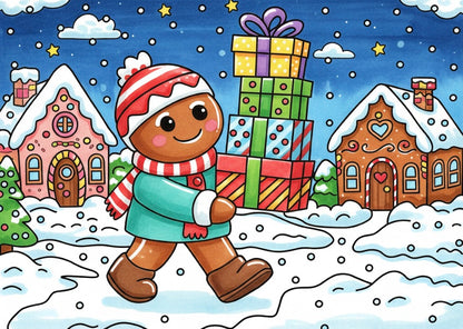 Gingerbread Man Presents- 5 Postcard