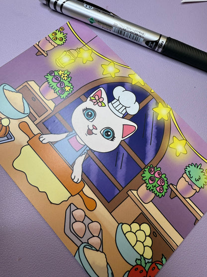 Fancy Cat Bakery - 5 Postcard