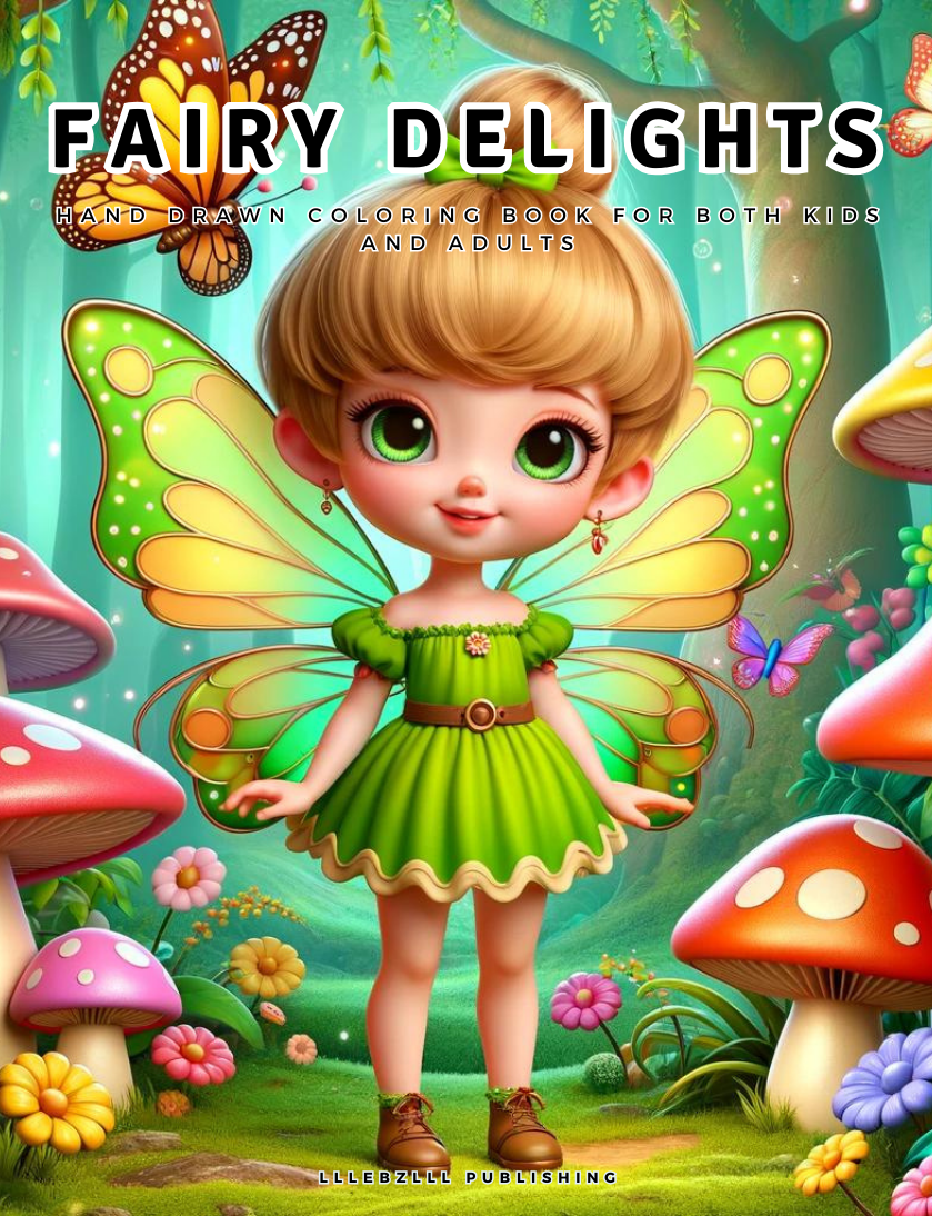 Fairy Delights: Hand Drawn Coloring Book For Both Kids and Adults