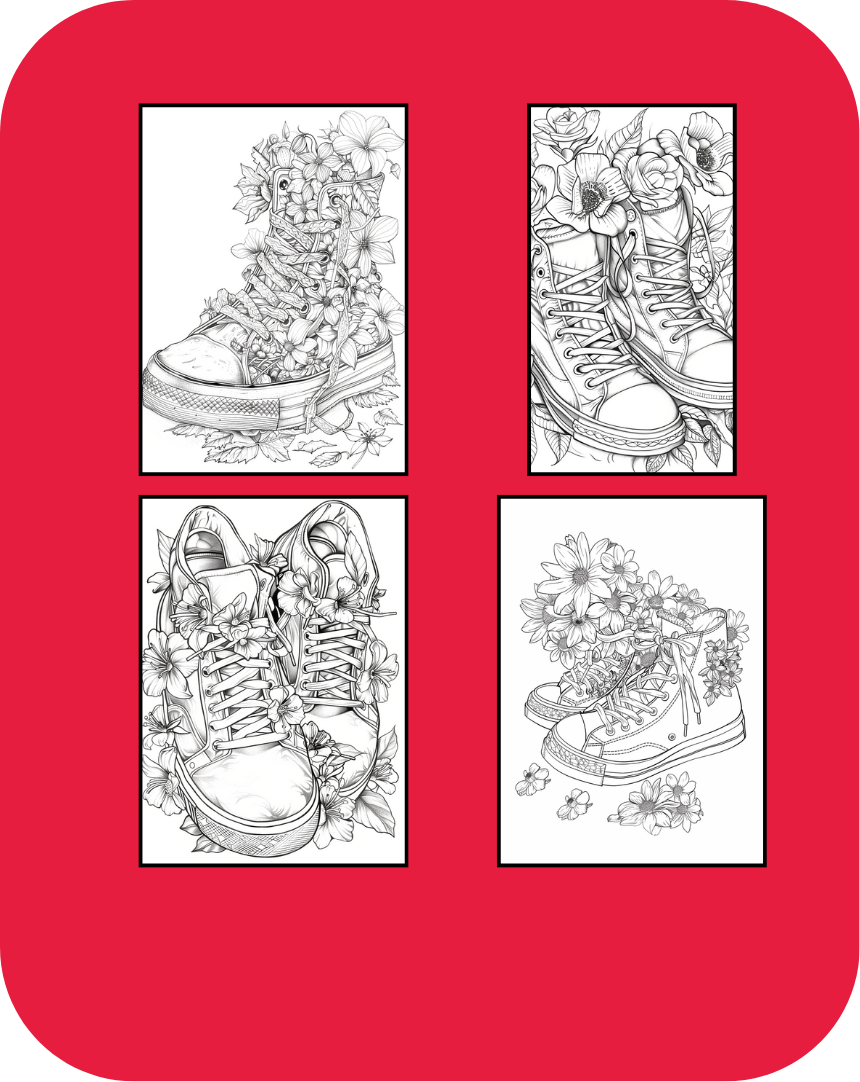 Sneaker Blooms: A Delightful Blossoming Sneaker Coloring Book