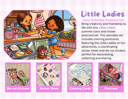 Little Ladies Postcard & Sticker Set - Summer