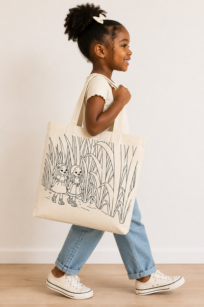 Little Ladies Big World Canvas Tote Bag