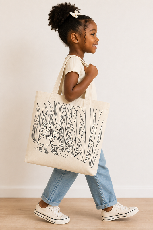 Little Ladies Big World Canvas Tote Bag