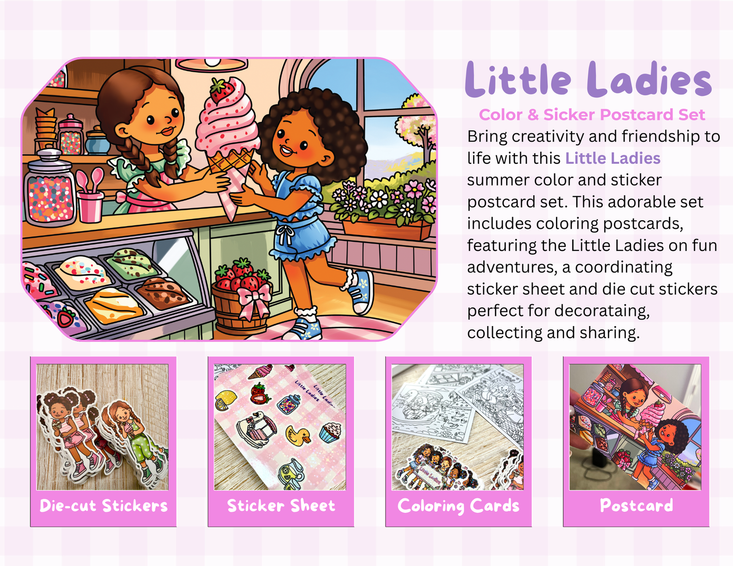 Little Ladies Postcard & Sticker Set - Summer