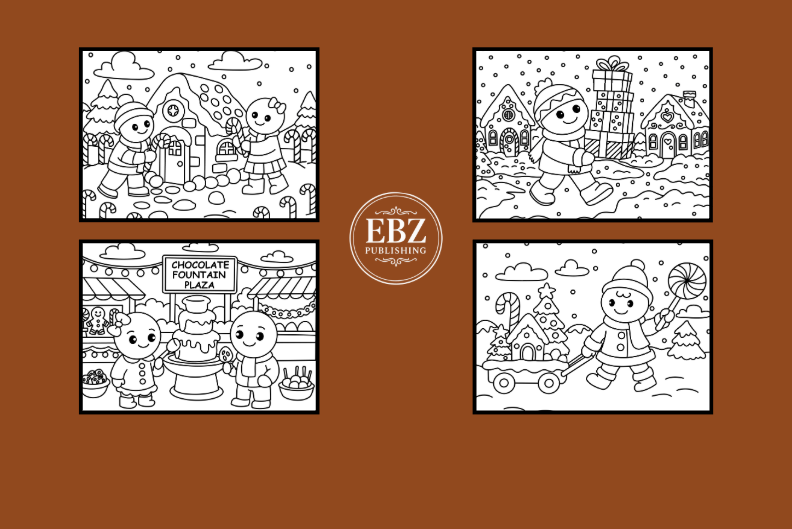 Gingerbread Man Coloring Book Bundle (Card-stock)